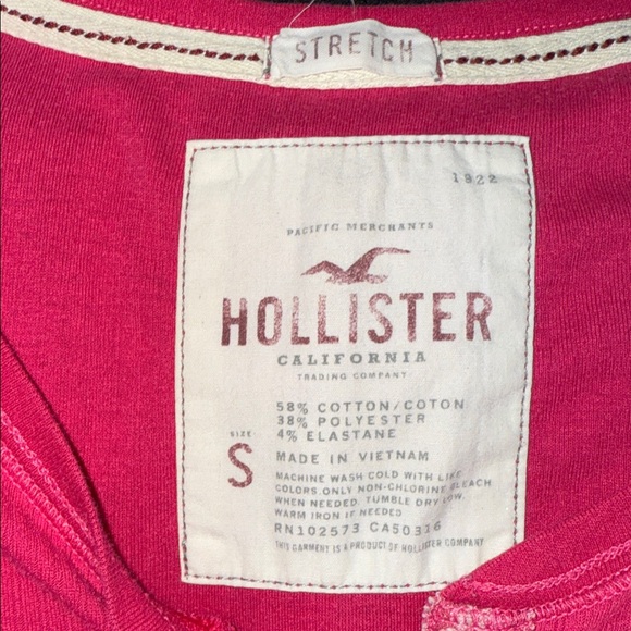 🖤HOLLISTER VINTAGE PINK HENLEY RIBBED TOP SIZE S🖤 - Picture 5 of 8